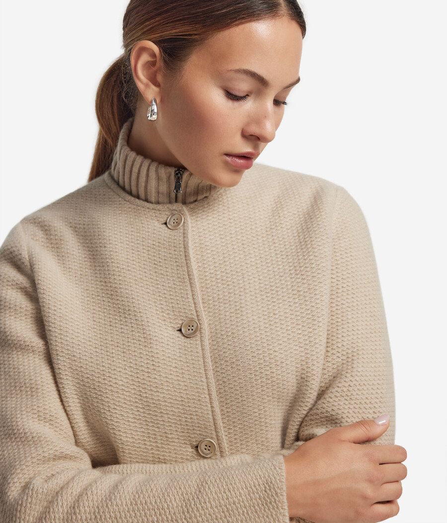 jacke mit rundhalsausschnitt aus wolle und kaschmir