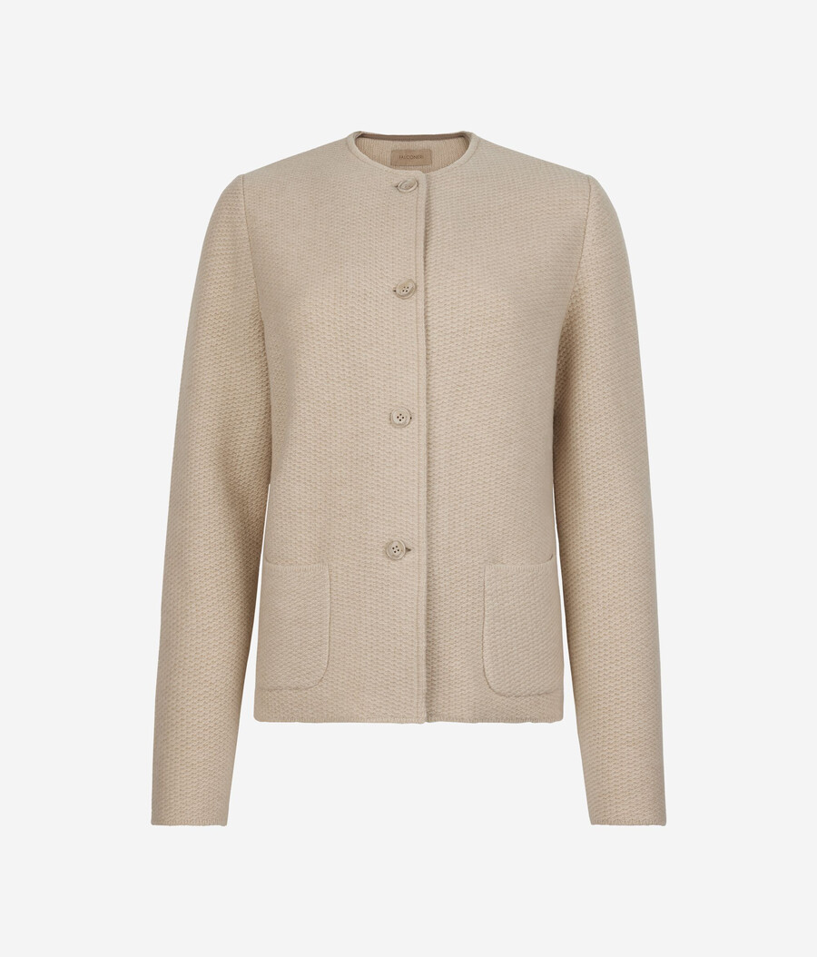 jacke mit rundhalsausschnitt aus wolle und kaschmir