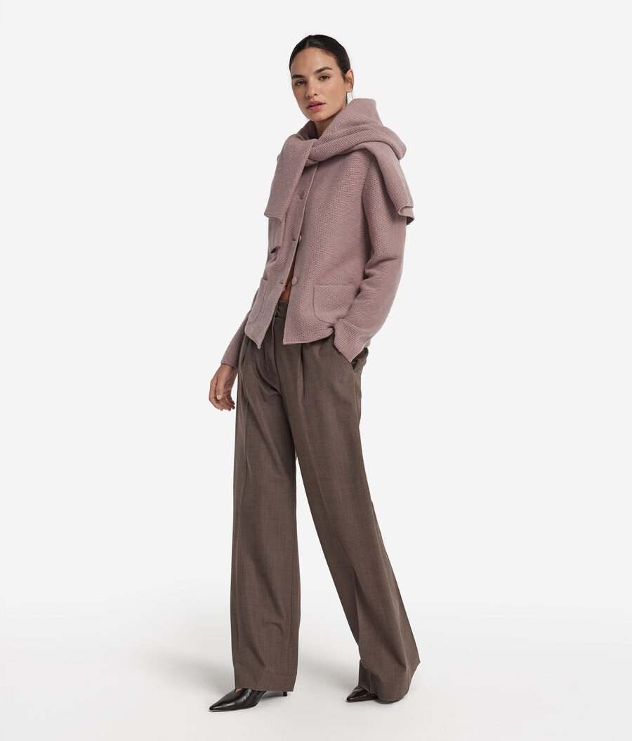 jacke mit rundhalsausschnitt aus wolle und kaschmir