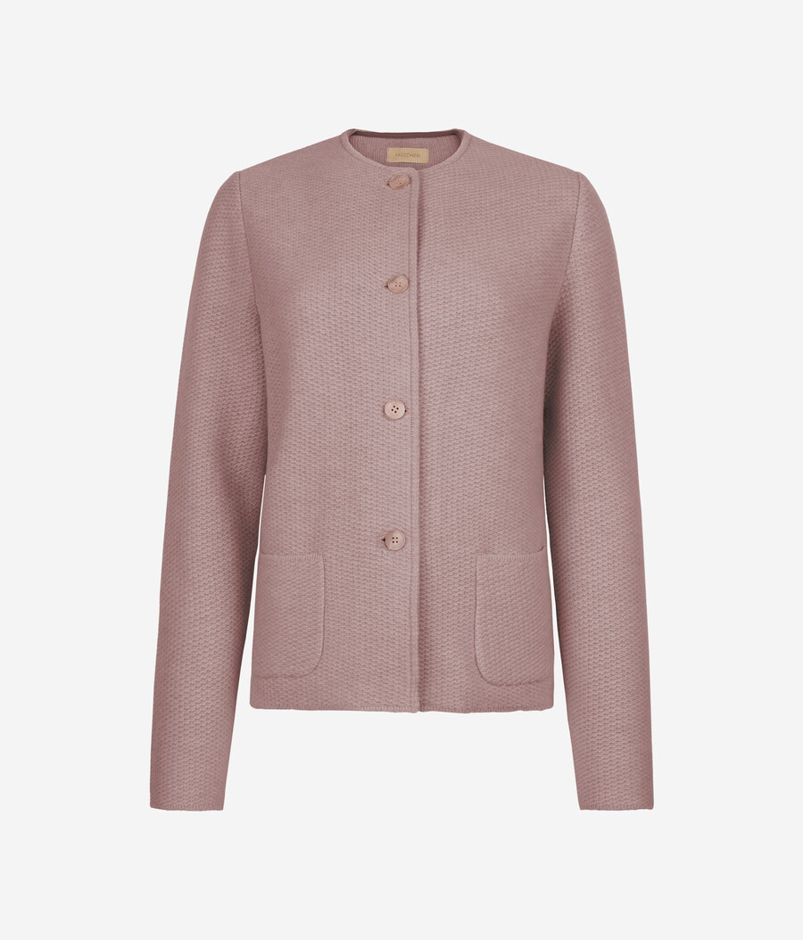 jacke mit rundhalsausschnitt aus wolle und kaschmir