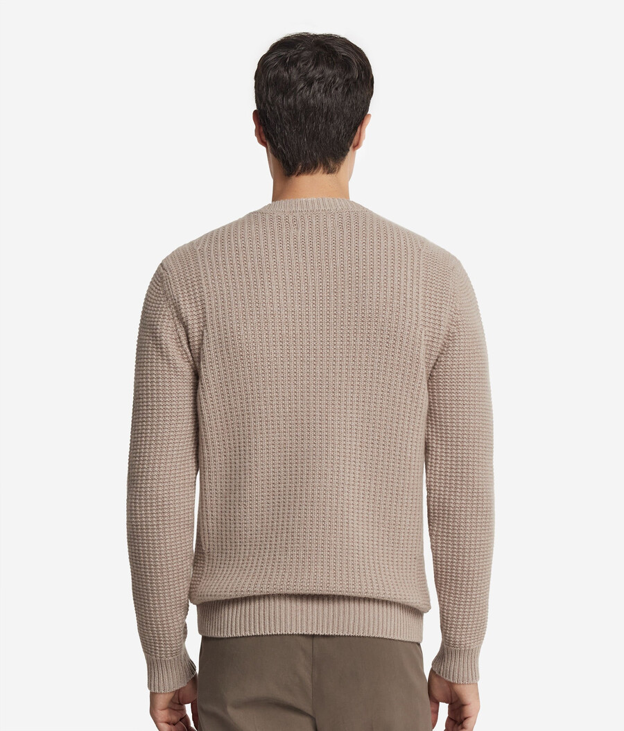 gerippter ultraweicher kaschmirpullover mit rundhalsausschnitt