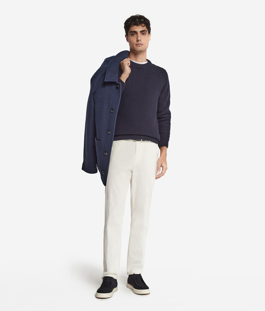 gerippter ultraweicher kaschmirpullover mit rundhalsausschnitt