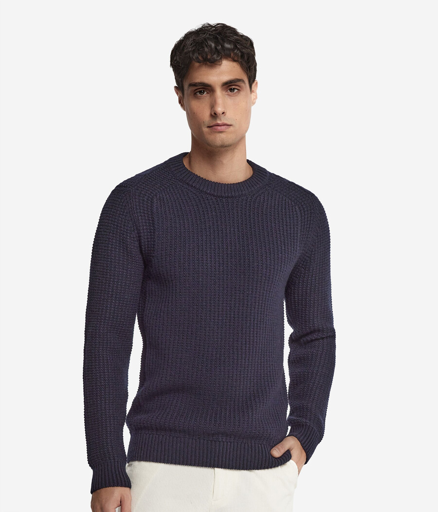 gerippter ultraweicher kaschmirpullover mit rundhalsausschnitt