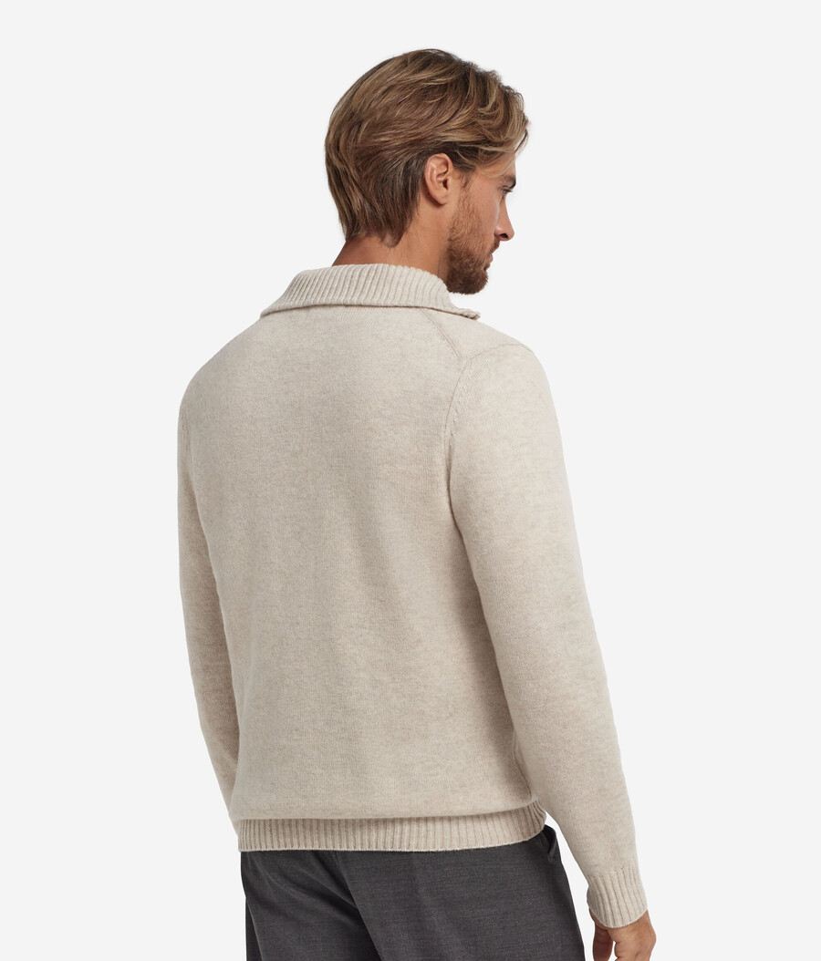 gerippter ultraweicher kaschmirpullover mit reißverschluss