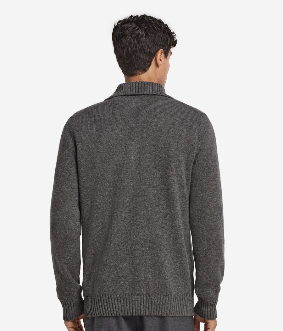 gerippter ultraweicher kaschmirpullover mit reißverschluss
