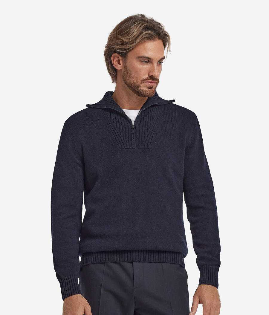 gerippter ultraweicher kaschmirpullover mit reißverschluss