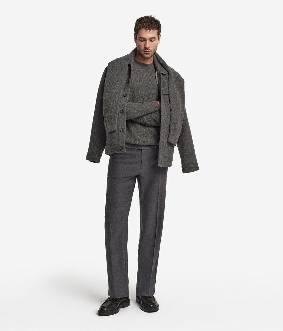 ultraweicher kaschmirpullover mit waffelstrick und rundhalsausschnitt