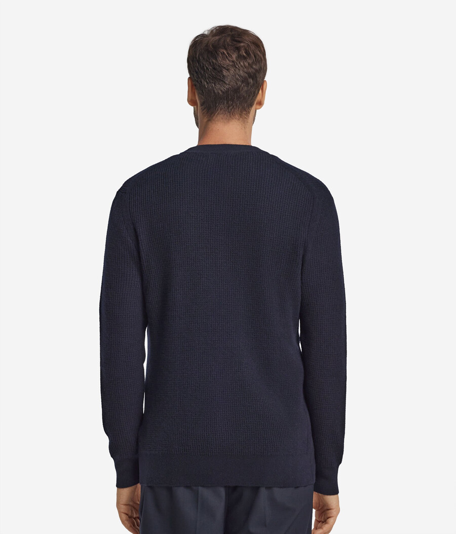 ultraweicher kaschmirpullover mit waffelstrick und rundhalsausschnitt