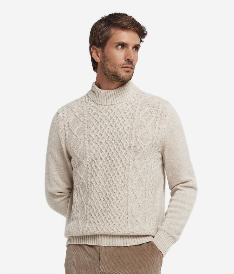 rollkragenpullover mit fischermotiv aus ultraweichem kaschmir