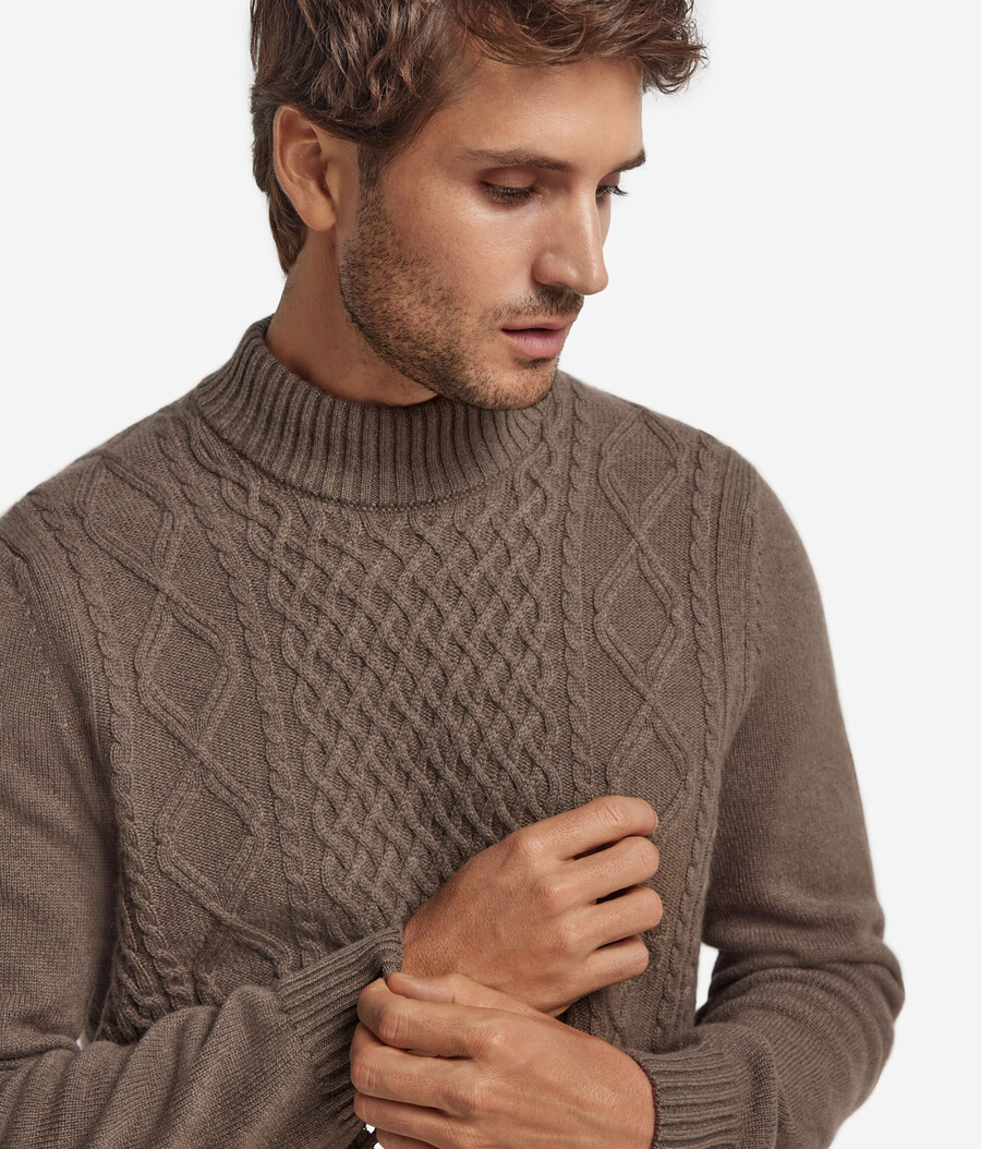 rollkragenpullover mit fischermotiv aus ultraweichem kaschmir