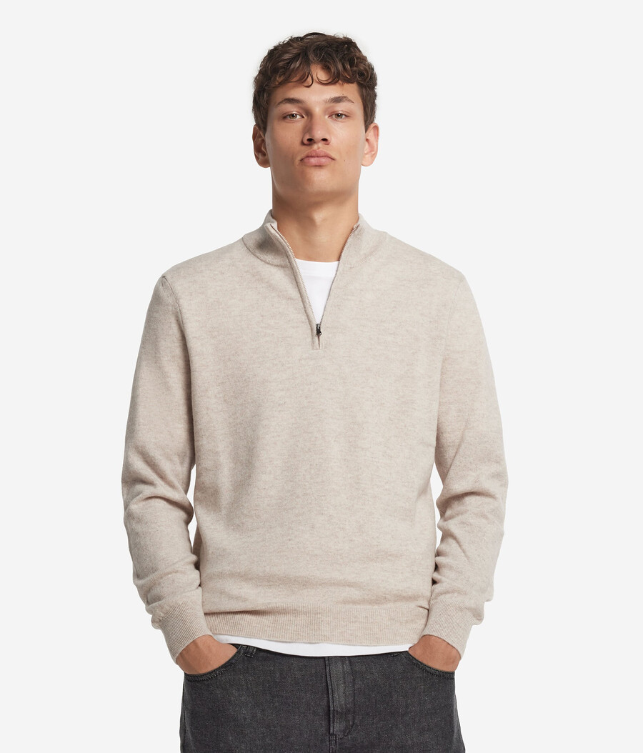 ultraweicher kaschmirpullover mit halbem reißverschluss und stehkragen