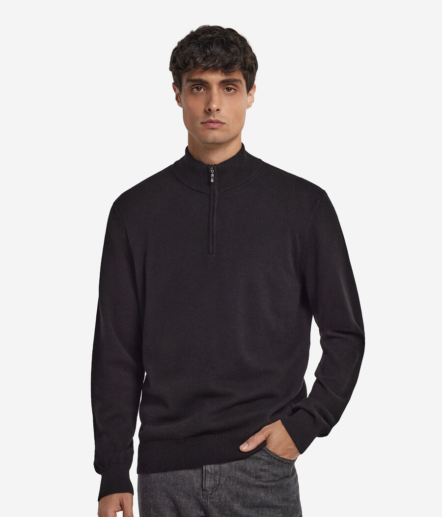 ultraweicher kaschmirpullover mit halbem reißverschluss und stehkragen