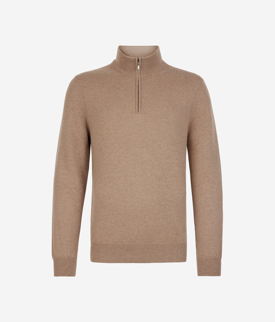 ultraweicher kaschmirpullover mit halbem reißverschluss und stehkragen