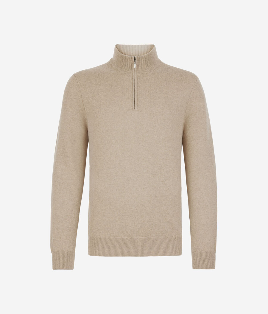 ultraweicher kaschmirpullover mit halbem reißverschluss und stehkragen