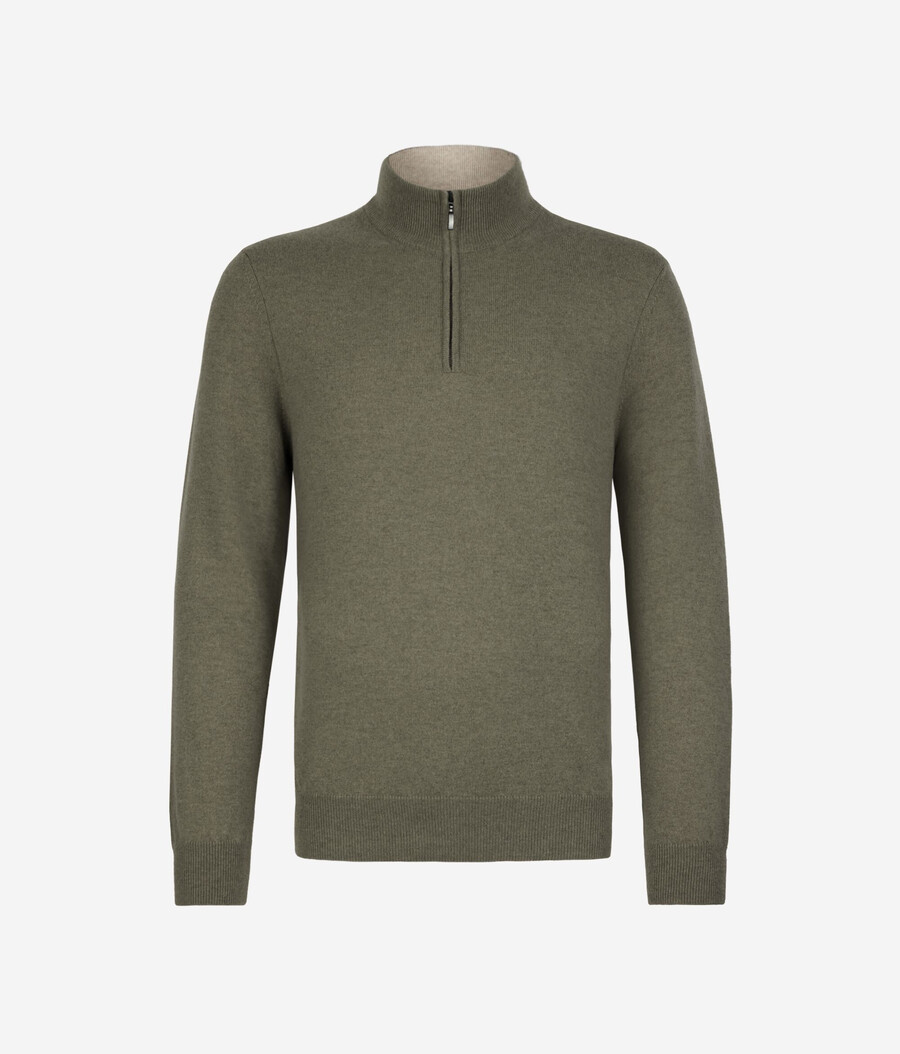 ultraweicher kaschmirpullover mit halbem reißverschluss und stehkragen