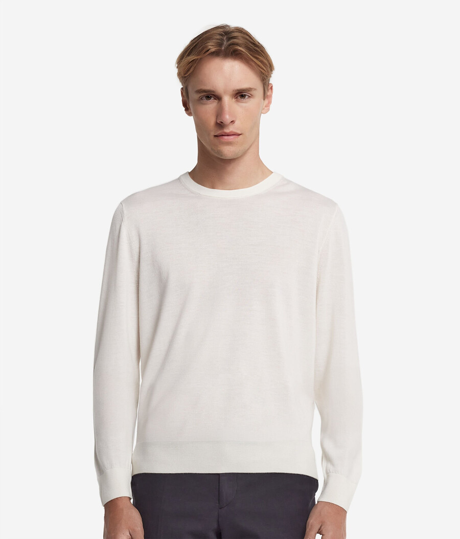 rundhals-pullover aus ultrafeinem kaschmir