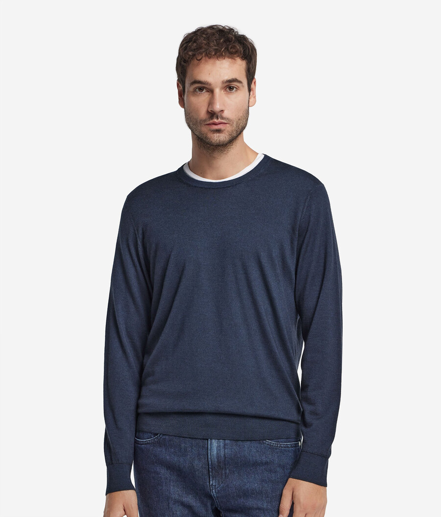 rundhals-pullover aus ultrafeinem kaschmir