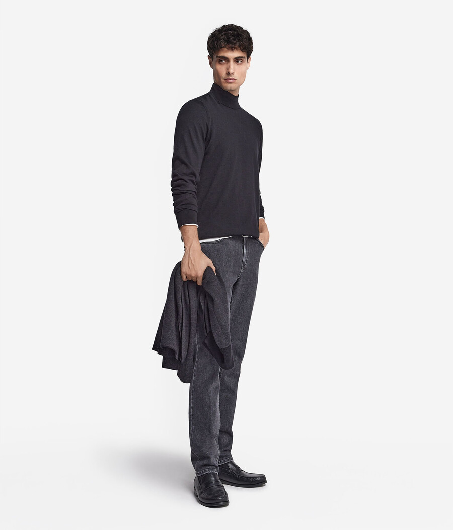 langärmeliger kaschmir-rollkragenpullover