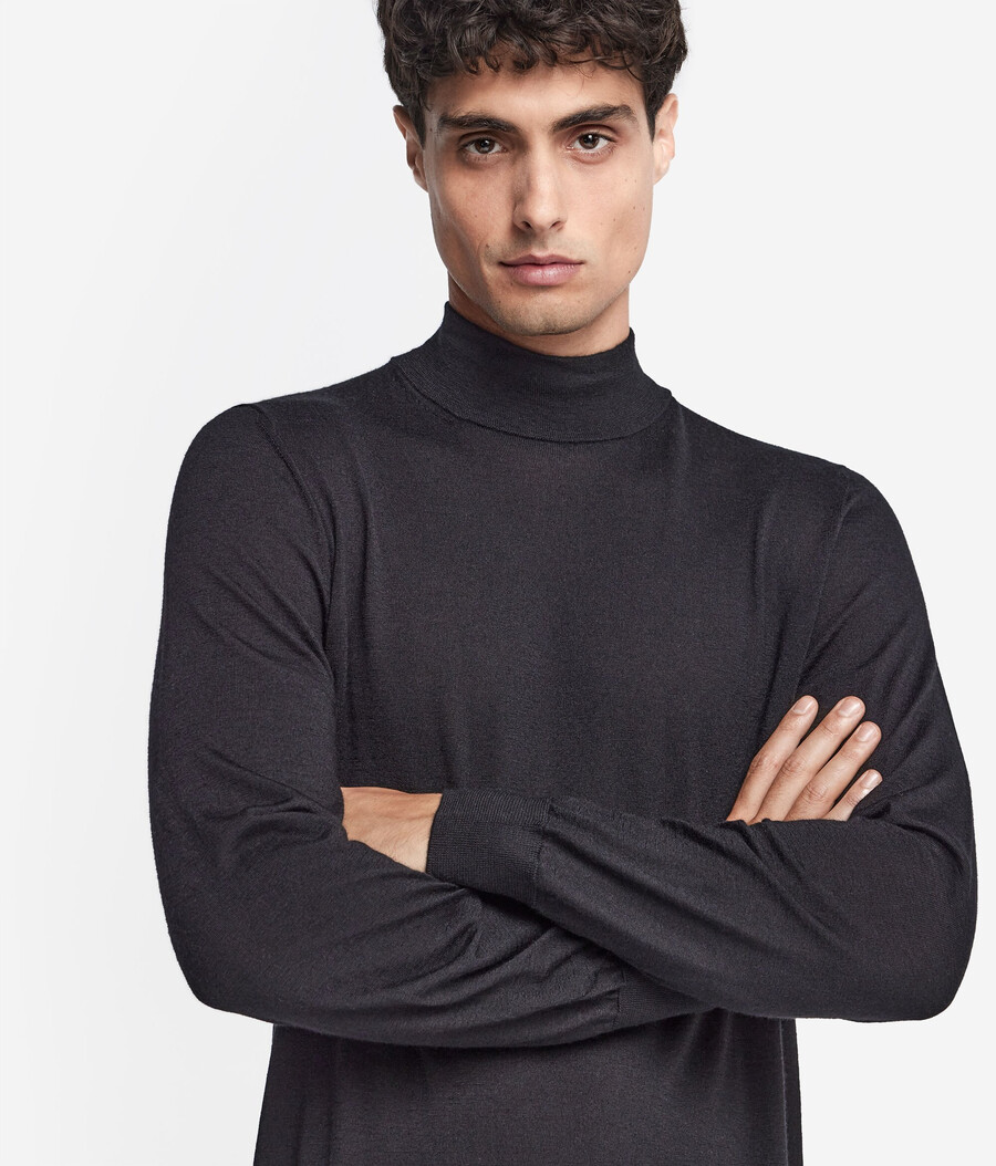 langärmeliger kaschmir-rollkragenpullover