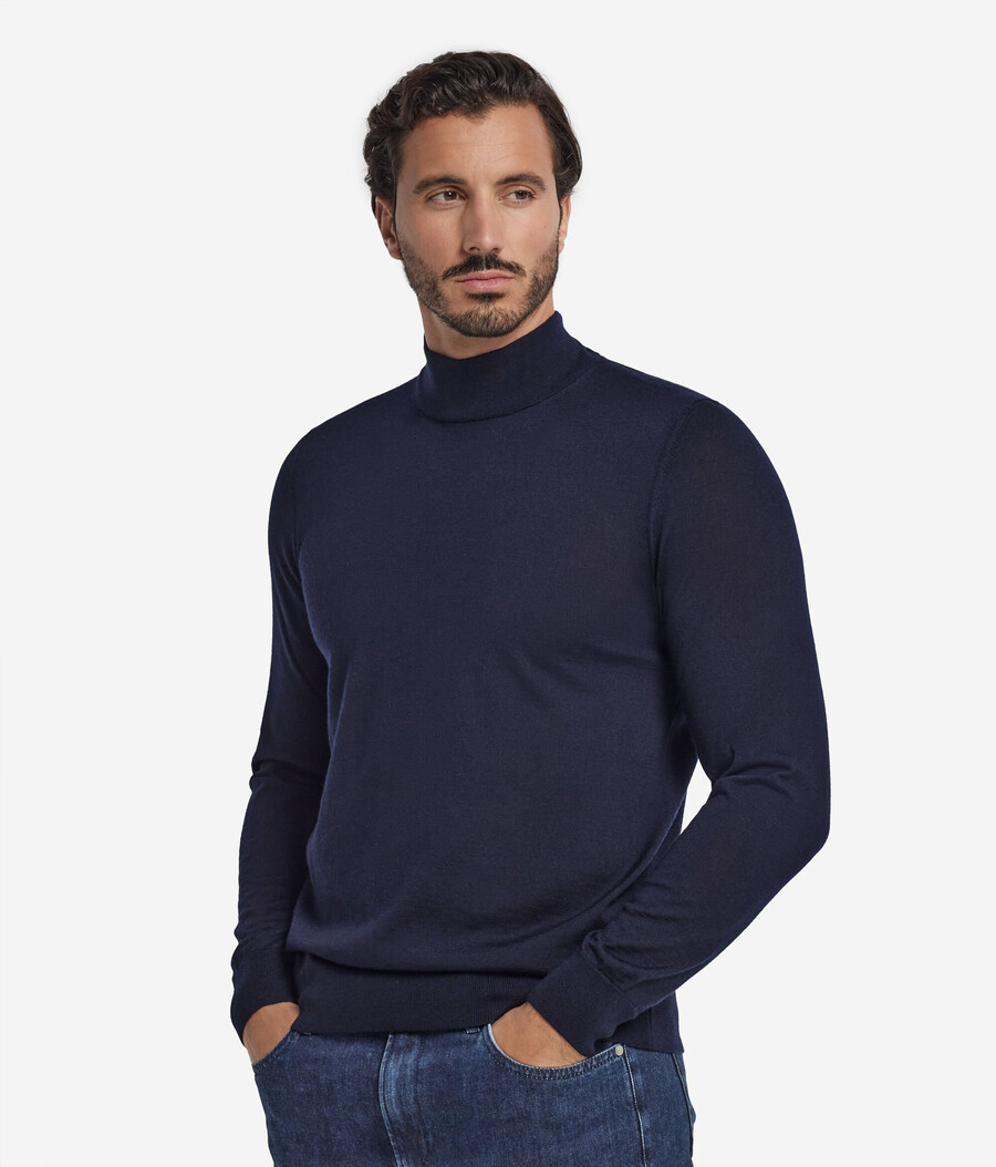 langärmeliger kaschmir-rollkragenpullover