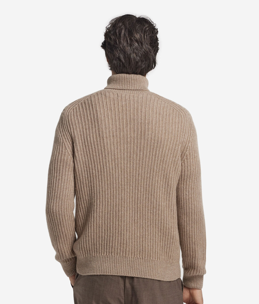 ultraweicher ungefärbter kaschmir-rollkragenpullover mit zopfmuster