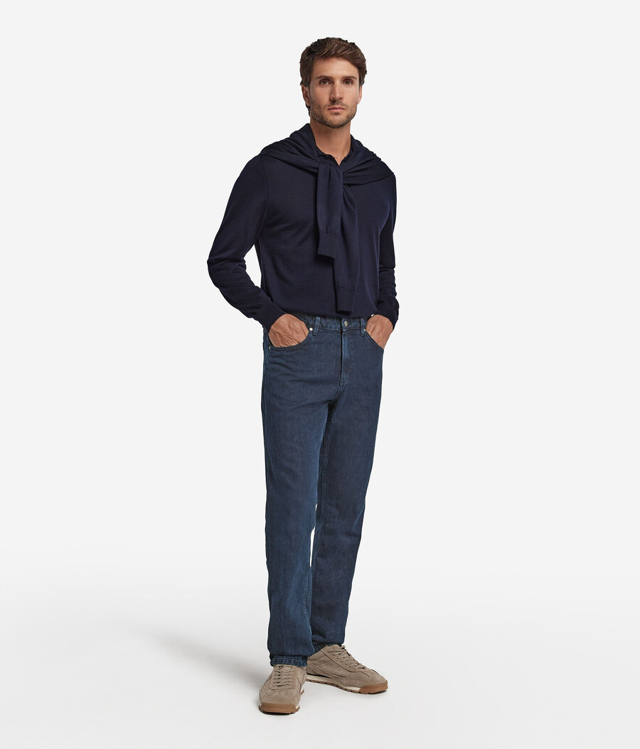 jeans aus baumwolle und leinen