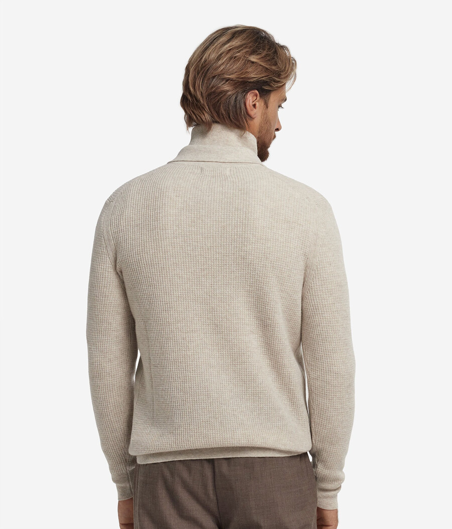 ultraweiches kaschmir-poloshirt mit waffelstruktur