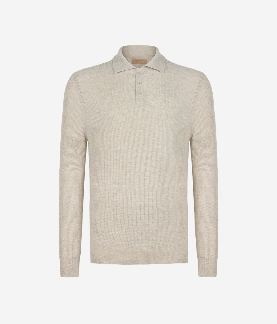 ultraweiches kaschmir-poloshirt mit waffelstruktur