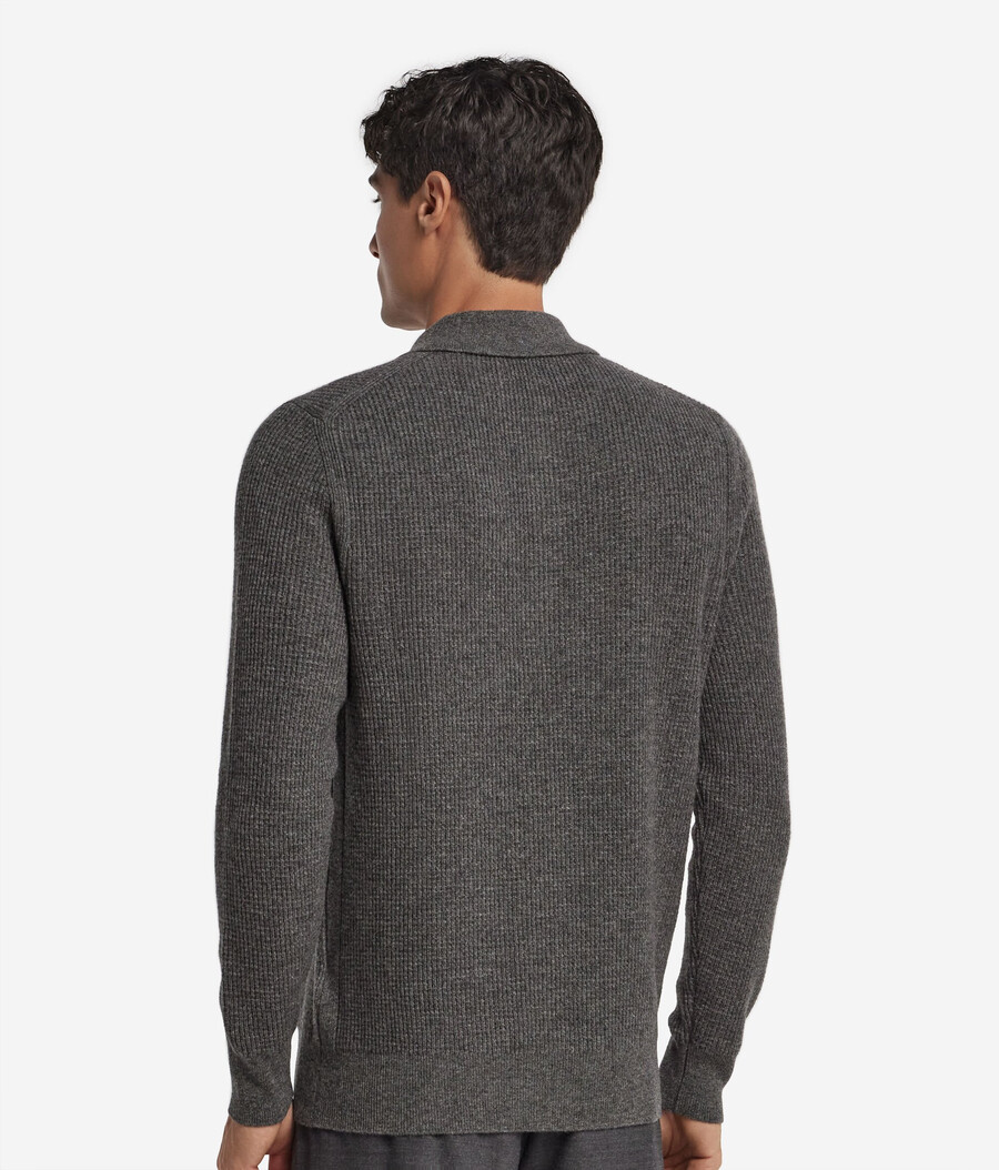 ultraweiches kaschmir-poloshirt mit waffelstruktur