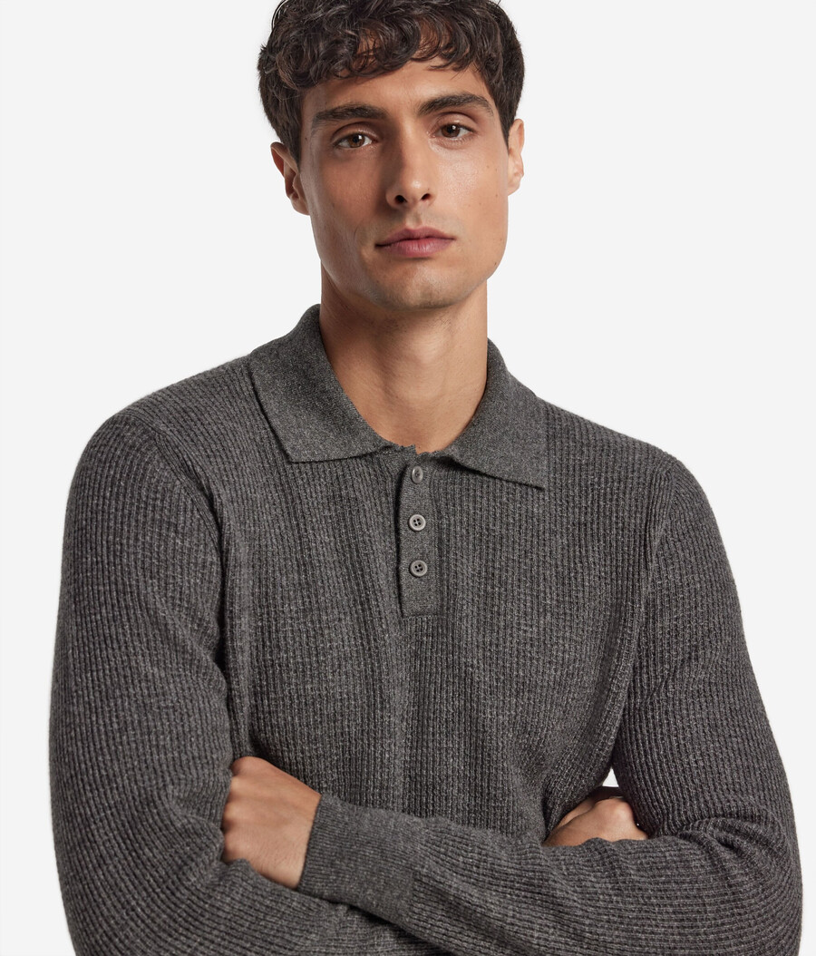 ultraweiches kaschmir-poloshirt mit waffelstruktur
