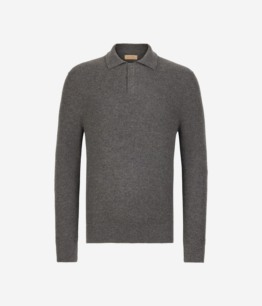 ultraweiches kaschmir-poloshirt mit waffelstruktur