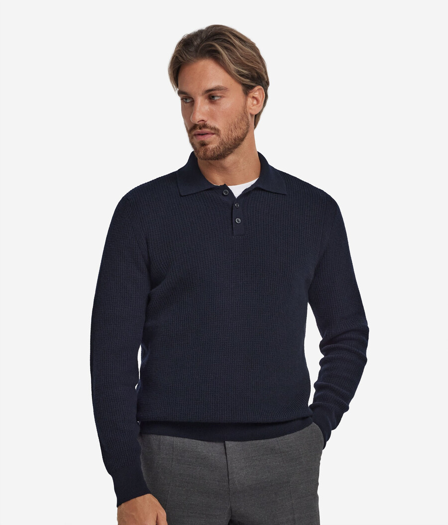 ultraweiches kaschmir-poloshirt mit waffelstruktur