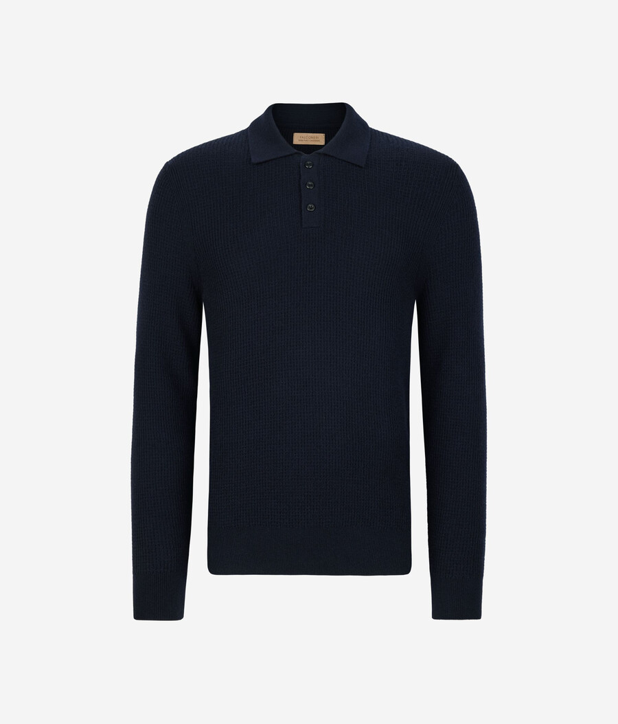 ultraweiches kaschmir-poloshirt mit waffelstruktur