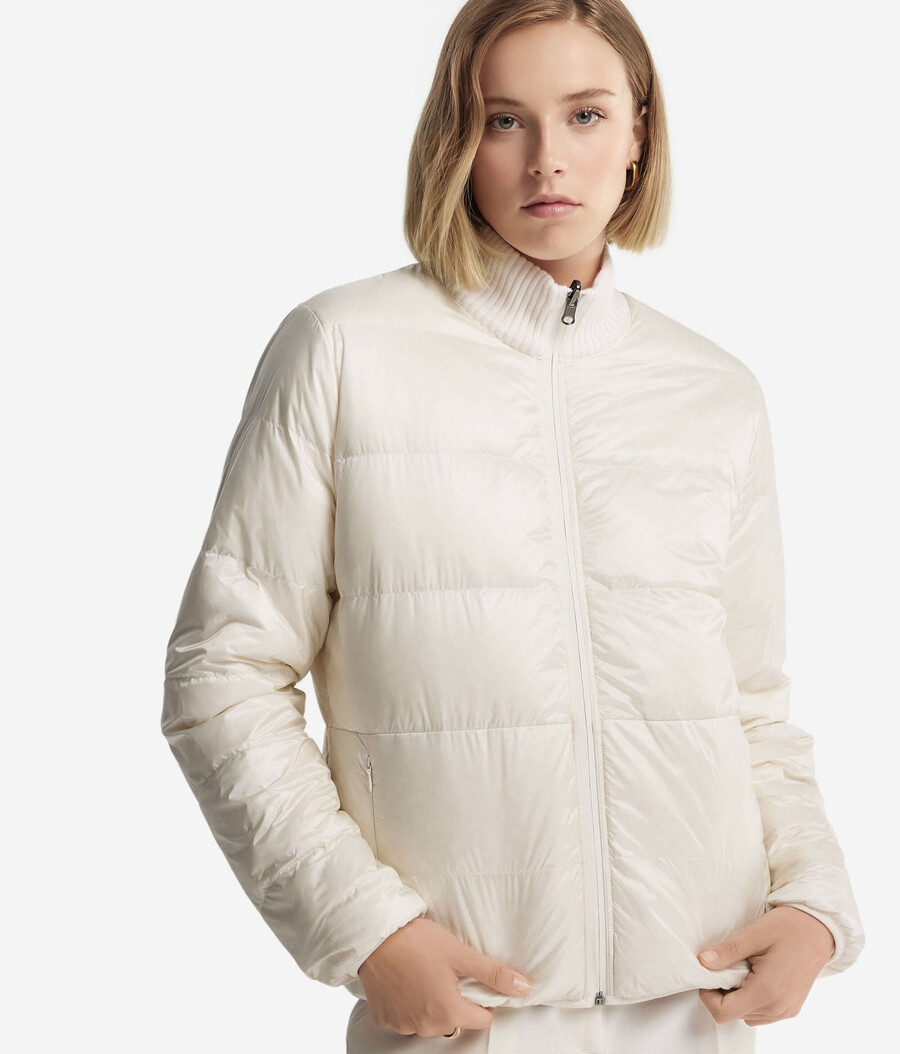 wende-daunenjacke aus kaschmir mit zopfmuster