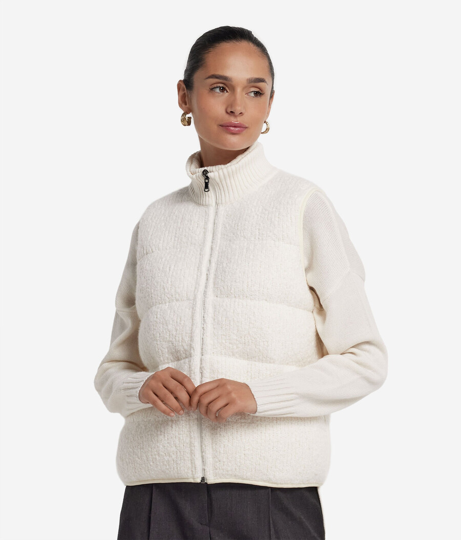 wendeweste aus bouclé und nylon