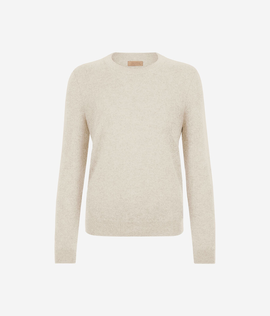 langärmeliger ultraweicher kaschmirpullover mit rundhalsausschnitt
