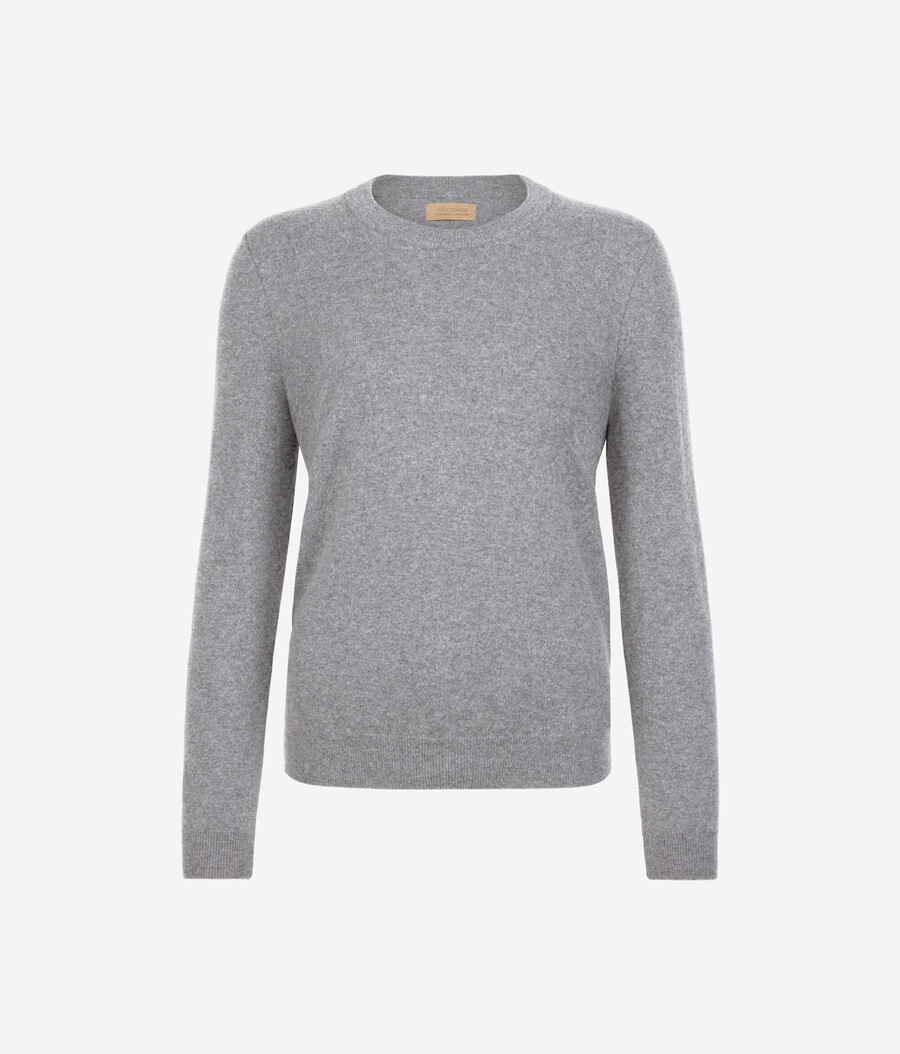 langärmeliger ultraweicher kaschmirpullover mit rundhalsausschnitt