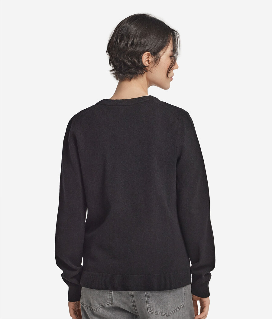langärmeliger ultraweicher kaschmirpullover mit rundhalsausschnitt