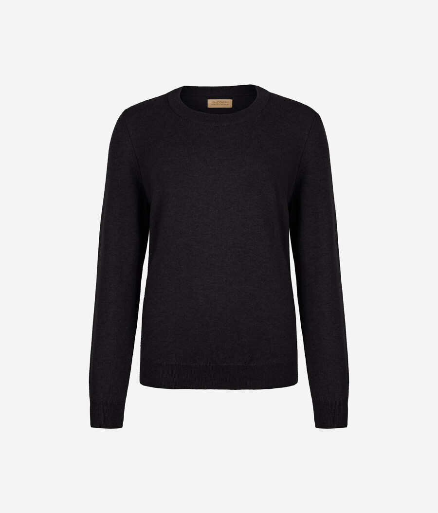 langärmeliger ultraweicher kaschmirpullover mit rundhalsausschnitt