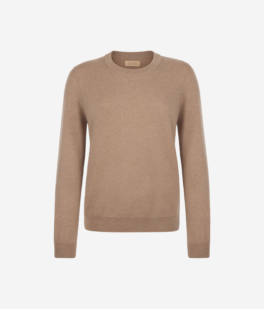 langärmeliger ultraweicher kaschmirpullover mit rundhalsausschnitt