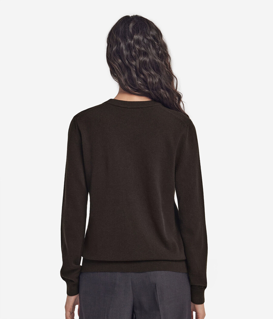 langärmeliger ultraweicher kaschmirpullover mit rundhalsausschnitt