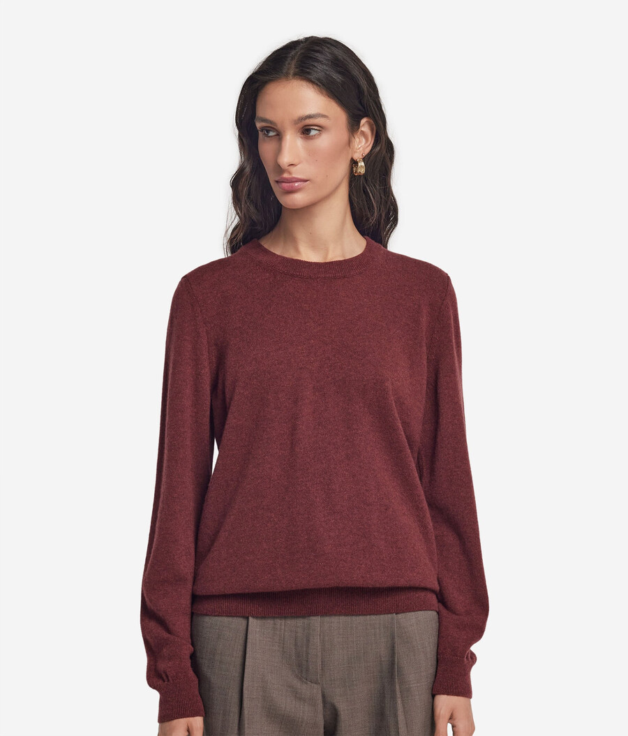 langärmeliger ultraweicher kaschmirpullover mit rundhalsausschnitt