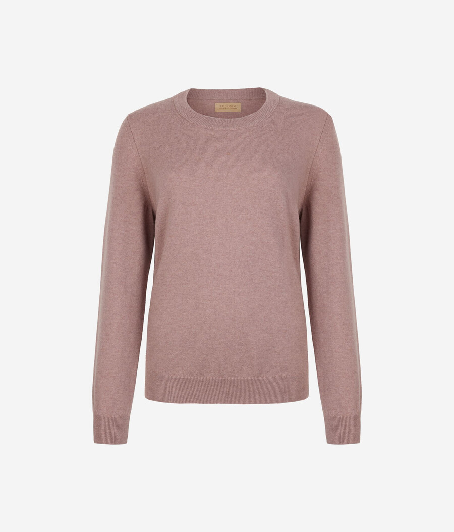 langärmeliger ultraweicher kaschmirpullover mit rundhalsausschnitt