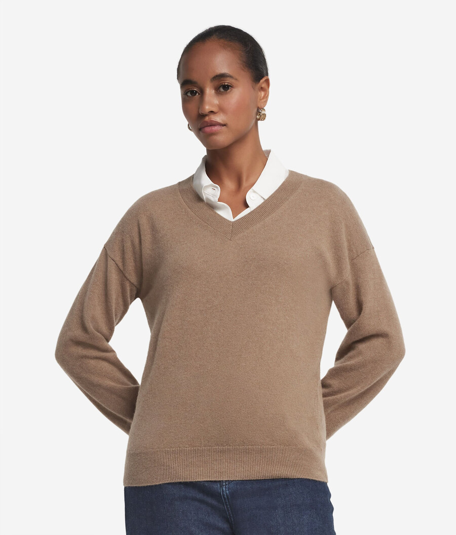 ultraweicher kaschmirpullover mit v-ausschnitt