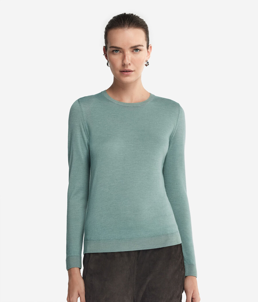 rundhals-pullover aus ultrafeinem kaschmir