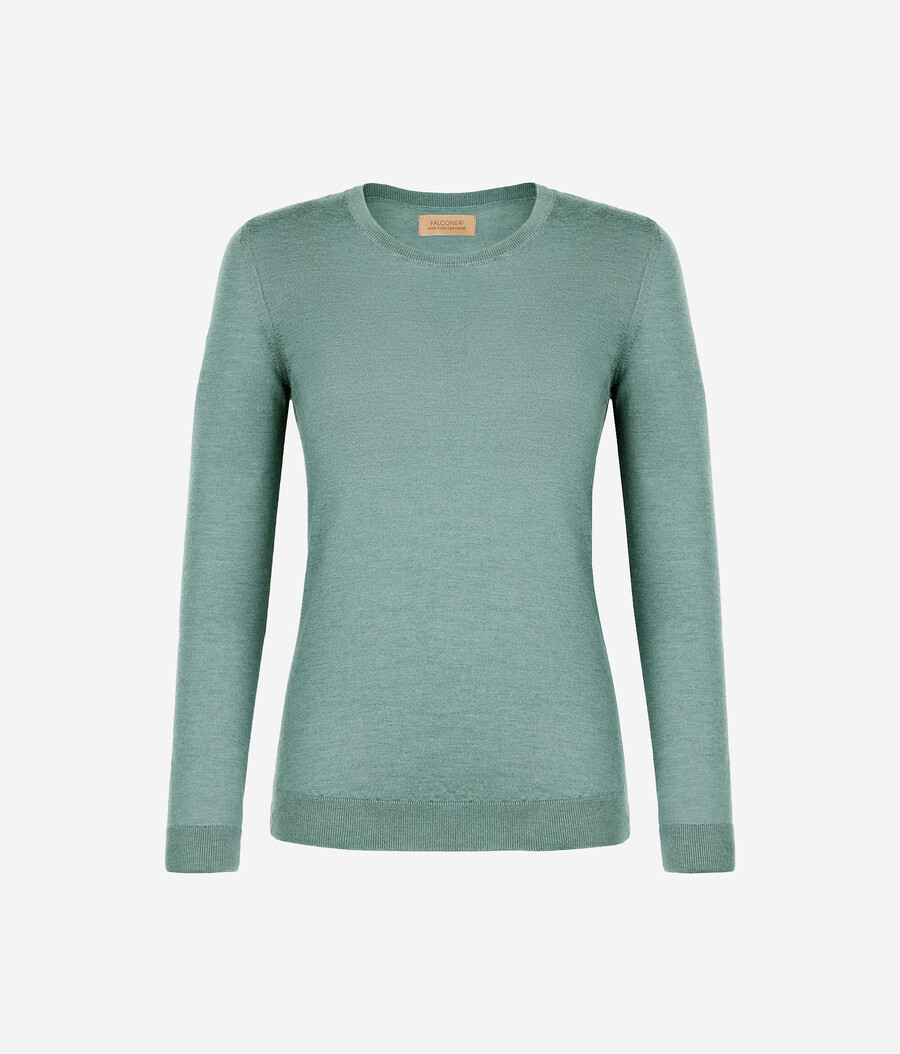 rundhals-pullover aus ultrafeinem kaschmir