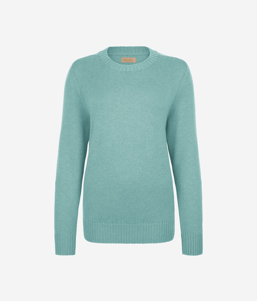 ultraweicher kaschmirpullover mit rundhalsausschnitt und eingesetzten Ärmeln