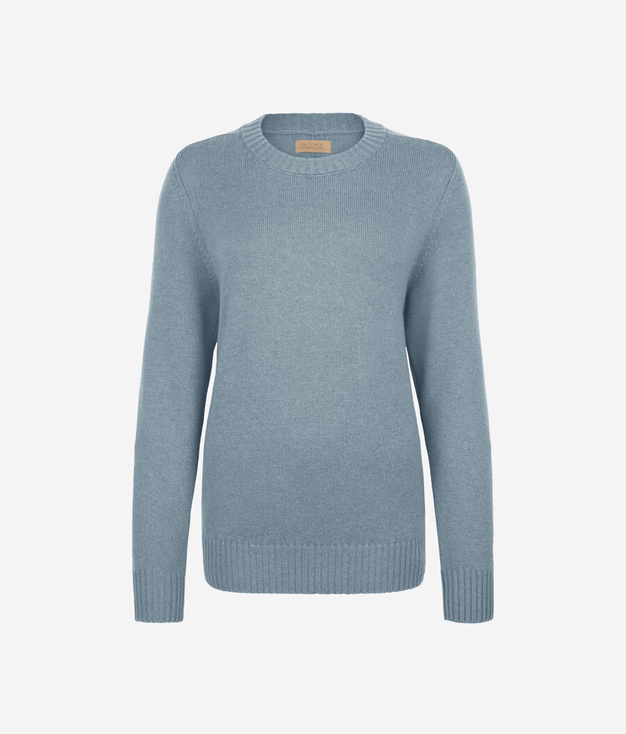 ultraweicher kaschmirpullover mit rundhalsausschnitt und eingesetzten Ärmeln