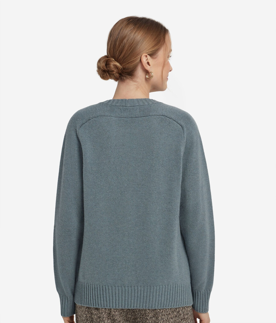 ultraweicher kaschmirpullover mit rundhalsausschnitt und eingesetzten Ärmeln