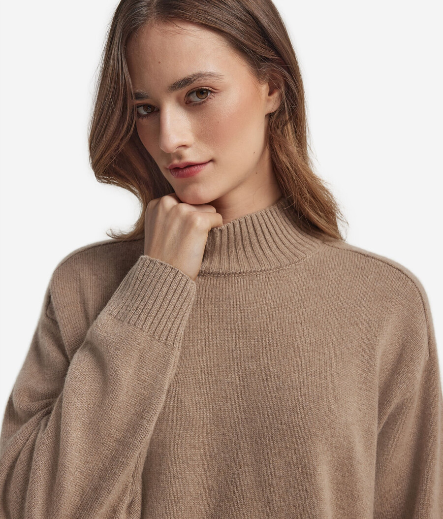 ultraweicher kaschmir-rollkragenpullover mit eingesetzten Ärmeln